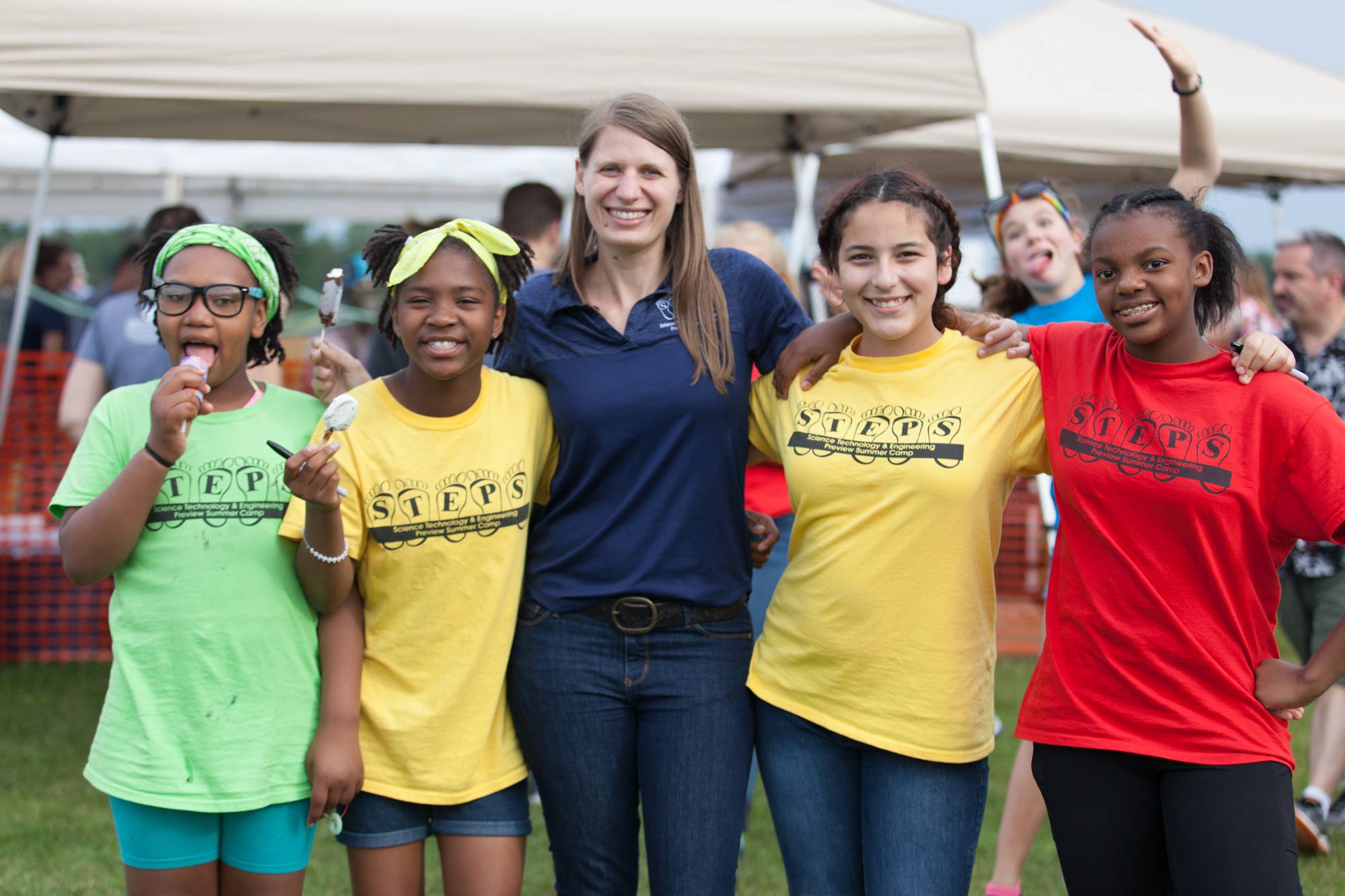 A group of campers with an engineer